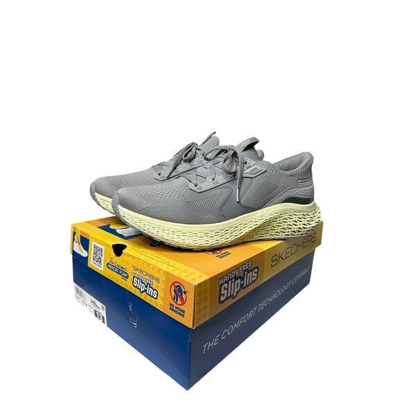 SKECHERS Sneakers 3D Energy POLZAR Hands Free Slip-Ins Size 13 Mens Gray Lime - Picture 1 of 13